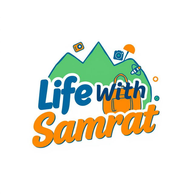 A modern and stylish logo for a vlog channel named 'Life With Samrat'