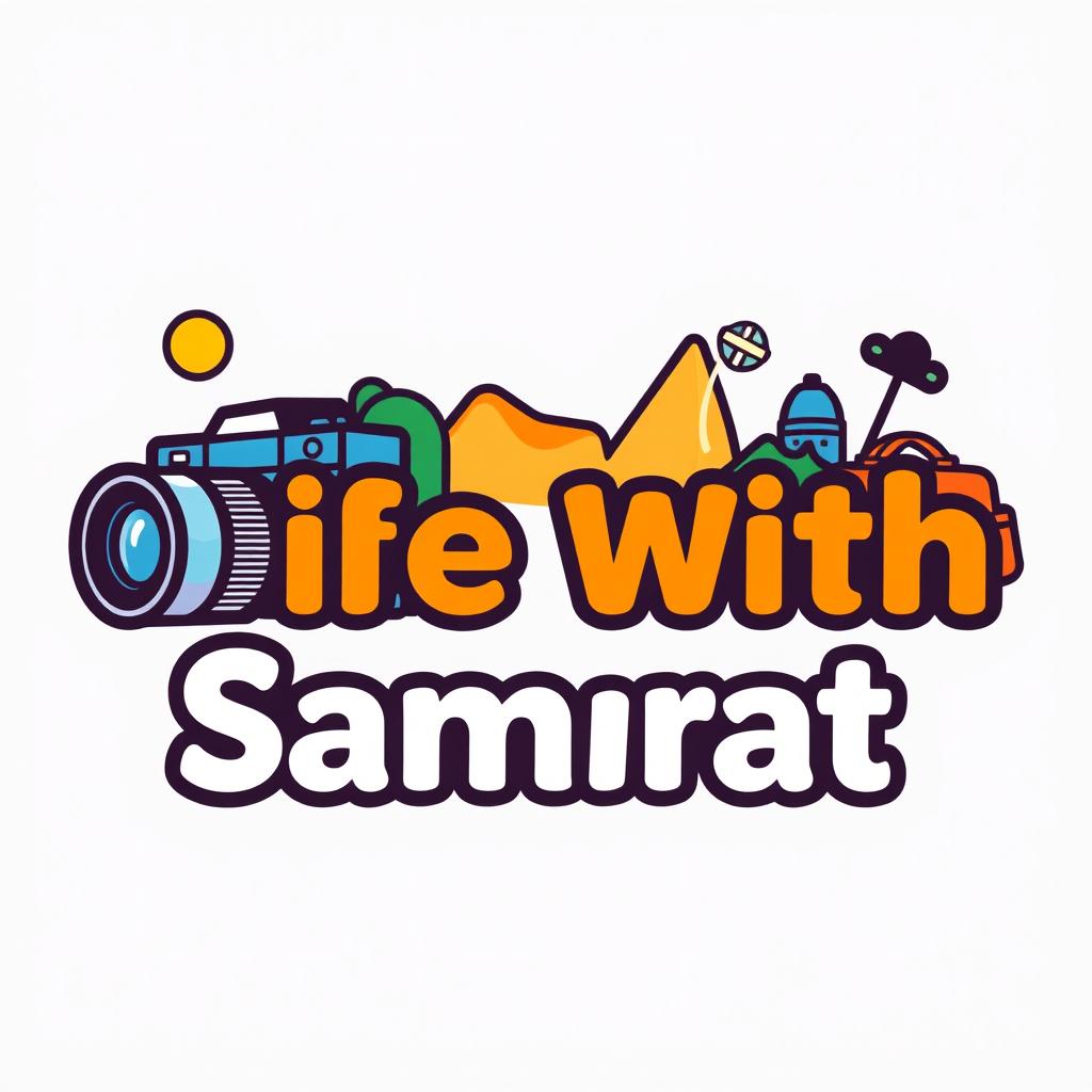 A modern and stylish logo for a vlog channel named 'Life With Samrat'