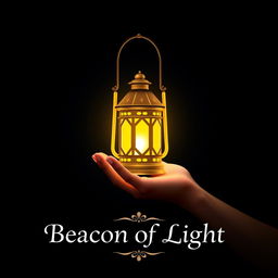 A glowing lantern held by a serene hand in a dark background, symbolizing guidance and hope