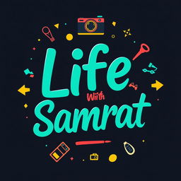 An eye-catching and modern logo for a vlog channel titled 'Life With Samrat'