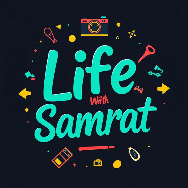 An eye-catching and modern logo for a vlog channel titled 'Life With Samrat'