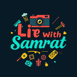 An eye-catching and modern logo for a vlog channel titled 'Life With Samrat'