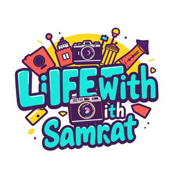 An eye-catching and modern logo for a vlog channel titled 'Life With Samrat'