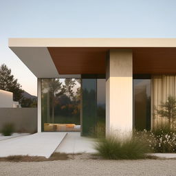 A minimalist, beautiful house with a clean, simplistic design, using neutral colors and filled with natural light.