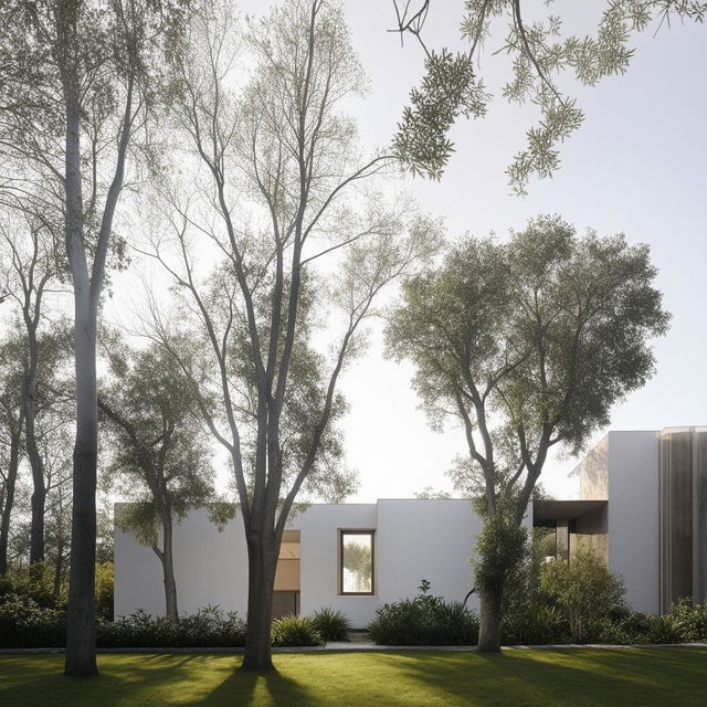 A minimalist, beautiful house with a clean, simplistic design, using neutral colors and filled with natural light.