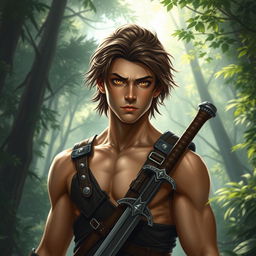 A captivating fantasy book cover that embodies Greek mythology, featuring a 17-year-old character who is the son of Ares