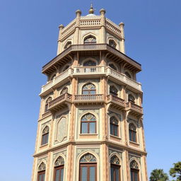 A tall, avant-garde tower inspired by the Ali Qapu Palace, with a facade width of 50 meters