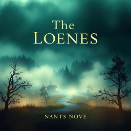 A captivating book cover design for a modern novel featuring a mysterious landscape with a foggy forest and a winding pathway leading into the distance