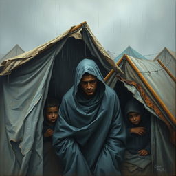 A poignant scene depicting a somber figure, reflecting sadness and empathy