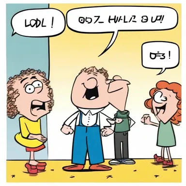 In the comic strip, 'LOL' is used as an abbreviation for 'laugh out loud'.