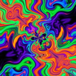 An abstract representation of color inversion, showcasing a vivid contrast between bright and dark elements, with swirling patterns and shapes blending seamlessly in a kaleidoscope effect