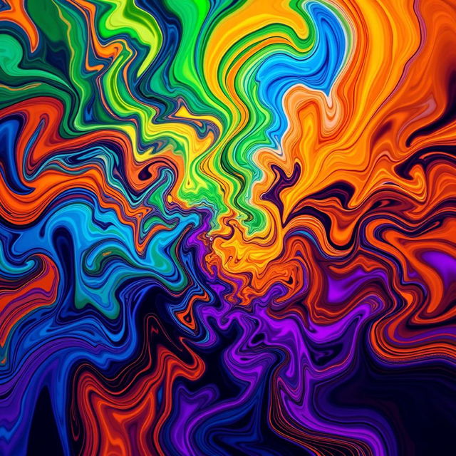 An abstract representation of color inversion, showcasing a vivid contrast between bright and dark elements, with swirling patterns and shapes blending seamlessly in a kaleidoscope effect