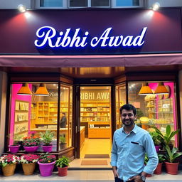 A vibrant storefront showcasing a unique business named 'Ribhi Awad'