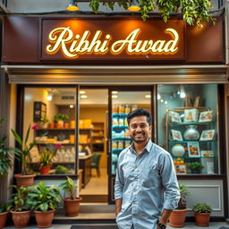 A vibrant storefront showcasing a unique business named 'Ribhi Awad'