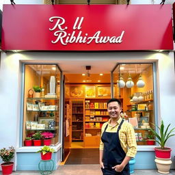 A vibrant storefront showcasing a unique business named 'Ribhi Awad'