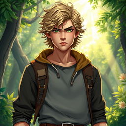 An engaging fantasy book cover inspired by Greek mythology, showcasing a character who is the son of Hermes