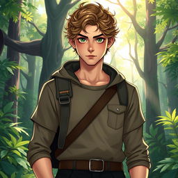 An engaging fantasy book cover inspired by Greek mythology, showcasing a character who is the son of Hermes