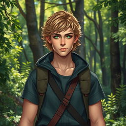 A captivating fantasy book cover inspired by Greek mythology, featuring a character who is the son of Hermes