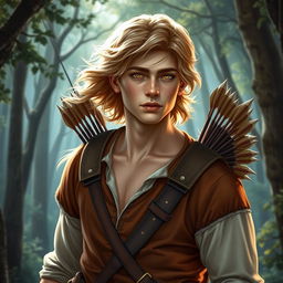 A fantasy book cover depicting a captivating 17-year-old male character, the son of Apollo, radiating charm and beauty
