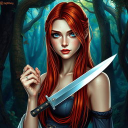 A fantasy book cover featuring a 17-year-old female character, the daughter of Aphrodite, with striking blue eyes and long, straight red hair that cascades down her back