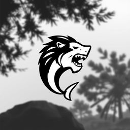 A modern and minimalist logo design that creatively merges the features of a lion and a shark