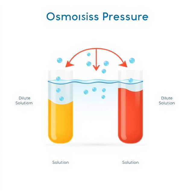 An artistic and educational illustration of osmosis pressure, depicting water molecules moving through a semipermeable membrane