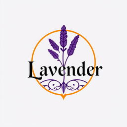 A modern gothic logo design featuring a circular or rectangular shape, primarily in purple and orange colors