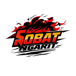 A vibrant design featuring the phrase 'Sobat Ngarit' in a dynamic racing font, inspired by motorcycle racing team aesthetics
