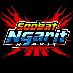 A vibrant design featuring the phrase 'Sobat Ngarit' in a dynamic racing font, inspired by motorcycle racing team aesthetics