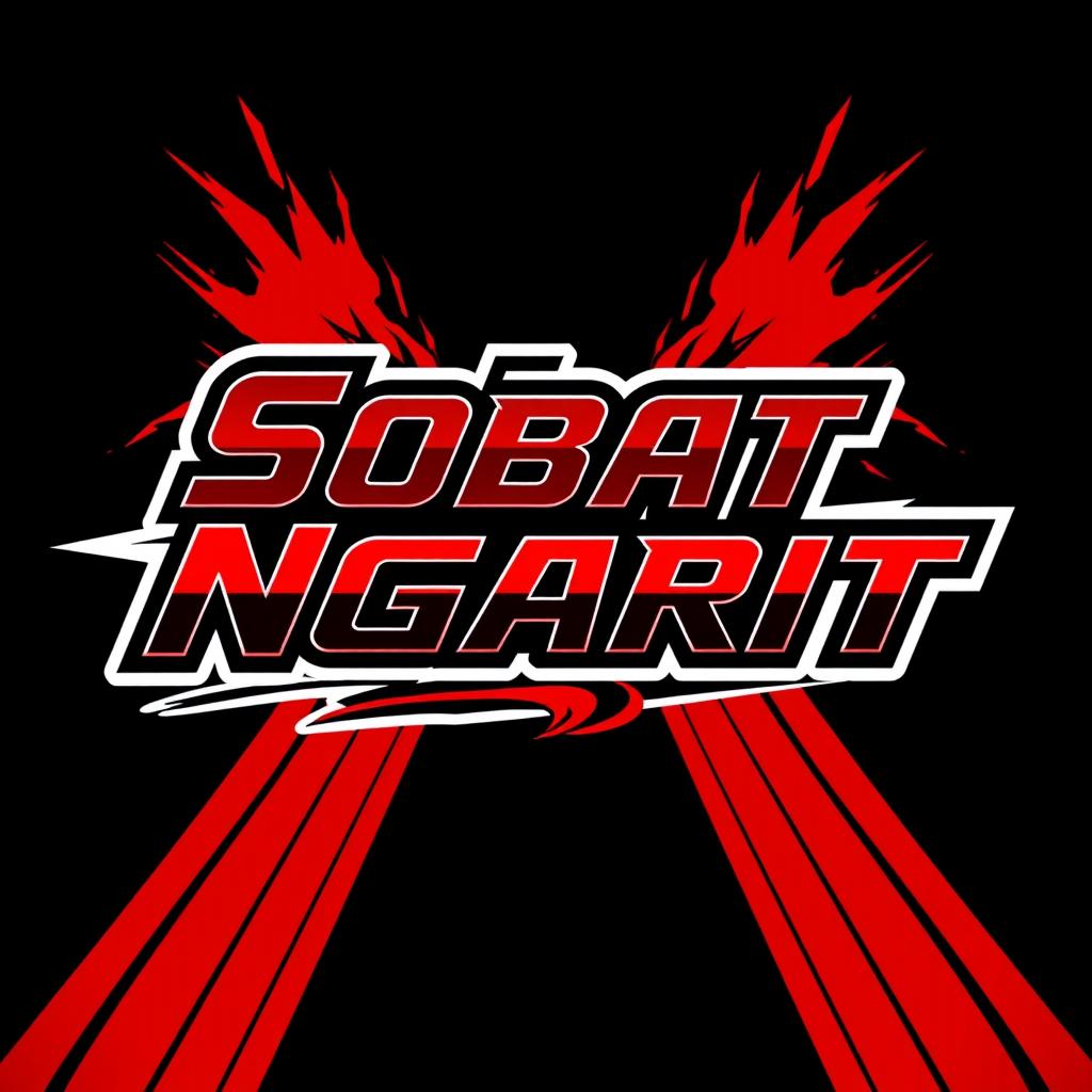 A vibrant design featuring the phrase 'Sobat Ngarit' in a dynamic racing font, inspired by motorcycle racing team aesthetics