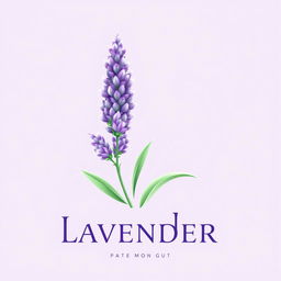 A logo design featuring a beautiful lavender flower, incorporating soft purple hues with green accents