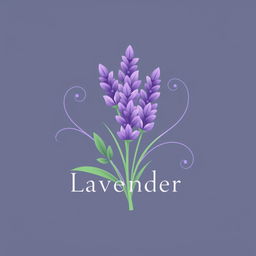 A logo design featuring a beautiful lavender flower, incorporating soft purple hues with green accents