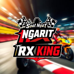 A vibrant and striking graphic design featuring the text 'Sobat Ngarit RX King' styled in a dynamic racing team font