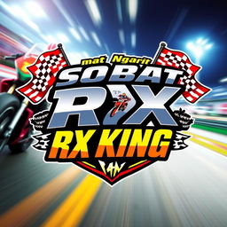 A vibrant and striking graphic design featuring the text 'Sobat Ngarit RX King' styled in a dynamic racing team font