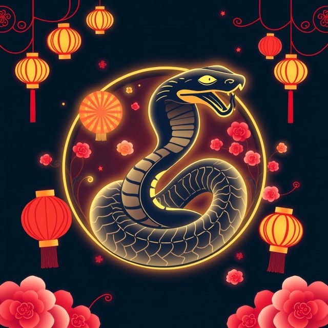 A logo design featuring a snake, elegantly styled in a vector format, closely tied to the theme of the Chinese New Year