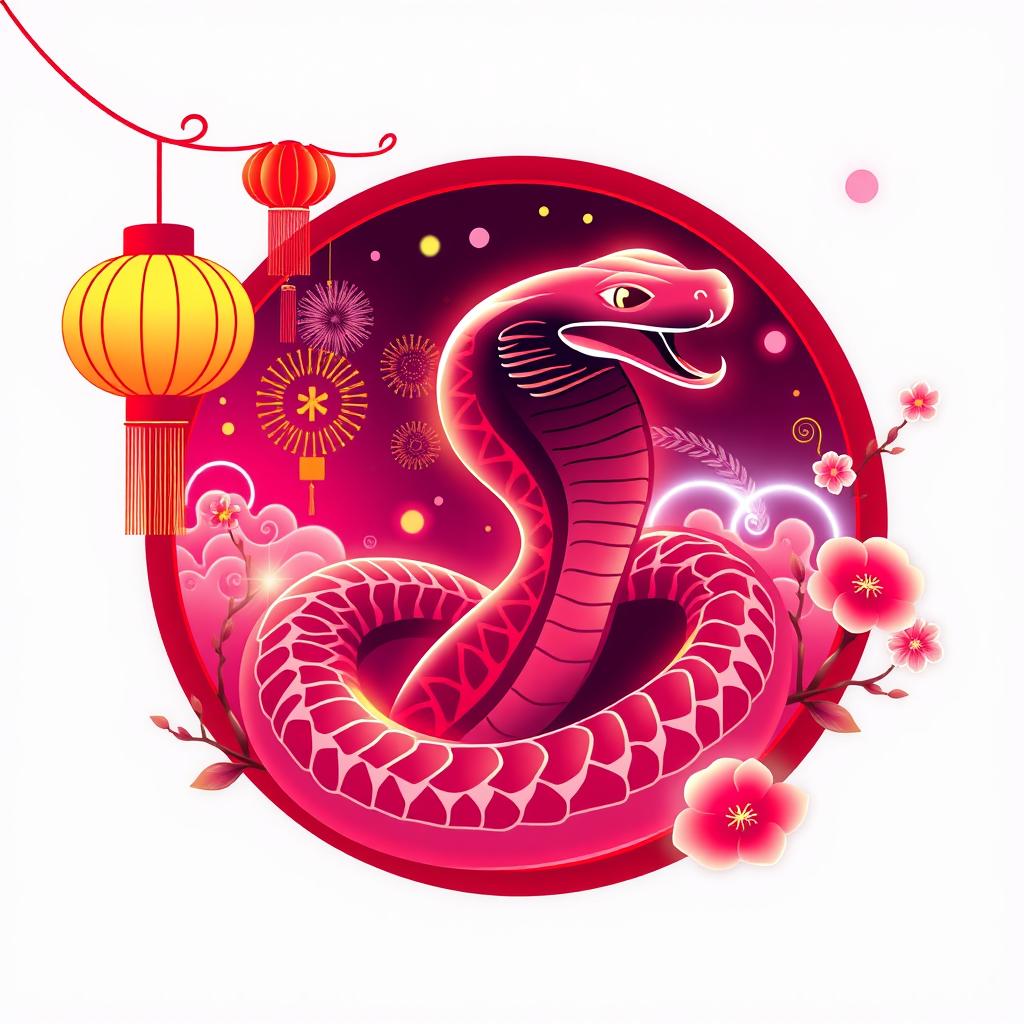 A logo design featuring a snake, elegantly styled in a vector format, closely tied to the theme of the Chinese New Year