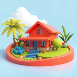 A medium-quality 3D render of the provided image, as if freshly created from a graphic design software