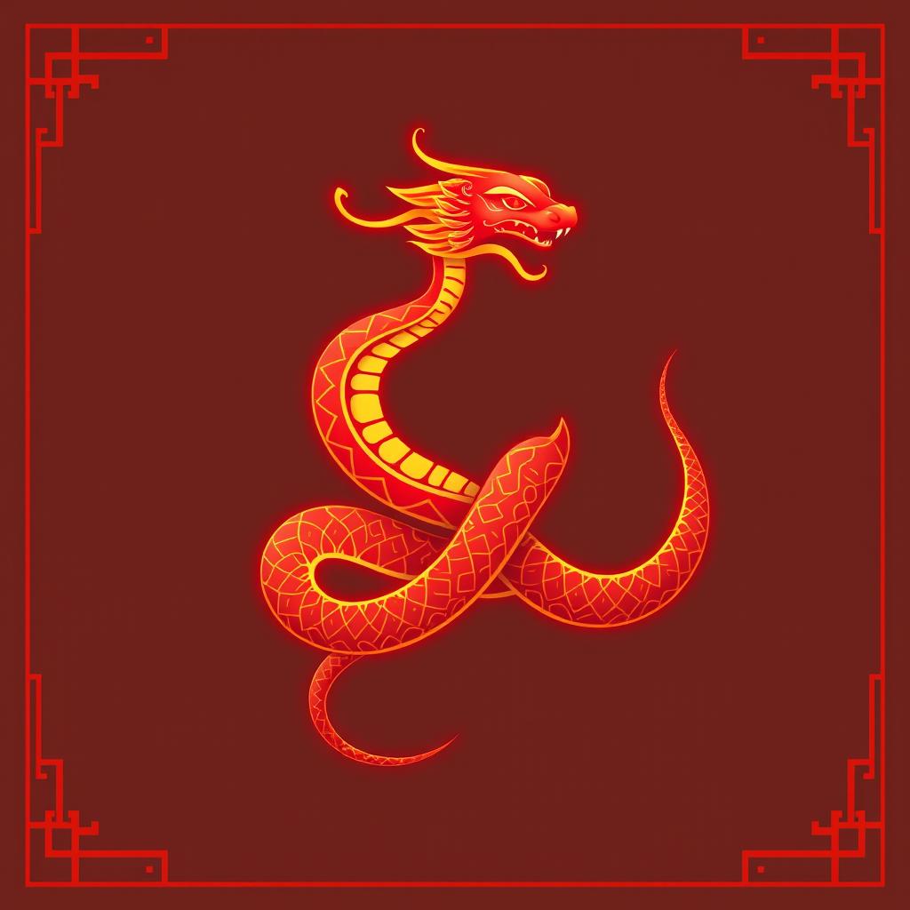 An elegant snake logo designed for Chinese New Year, featuring intricate patterns and details that reflect traditional Chinese artistry