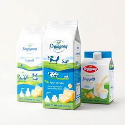 A vibrant and attractive packaging design for a dairy product brand named 'Sirajgonj Dairy'
