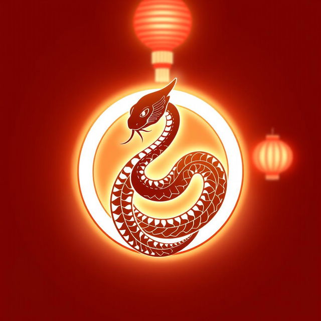 An elegant snake logo beautifully designed inside a circular frame, embodying the spirit of the Chinese New Year