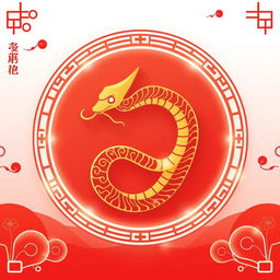 An elegant snake logo beautifully designed inside a circular frame, embodying the spirit of the Chinese New Year