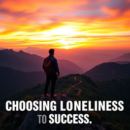 A serene landscape depicting the theme 'Choosing Loneliness to Success'