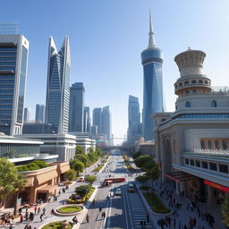 Visualize a futuristic Tehran that has developed under the continued rule of the Pahlavi dynasty