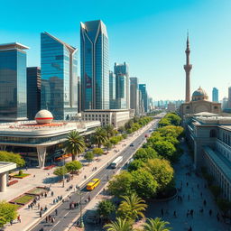 Visualize a futuristic Tehran that has developed under the continued rule of the Pahlavi dynasty