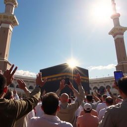 A scene depicting the moment of the appearance of Imam Mahdi next to the Kaaba in Mecca