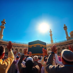 A scene depicting the moment of the appearance of Imam Mahdi next to the Kaaba in Mecca