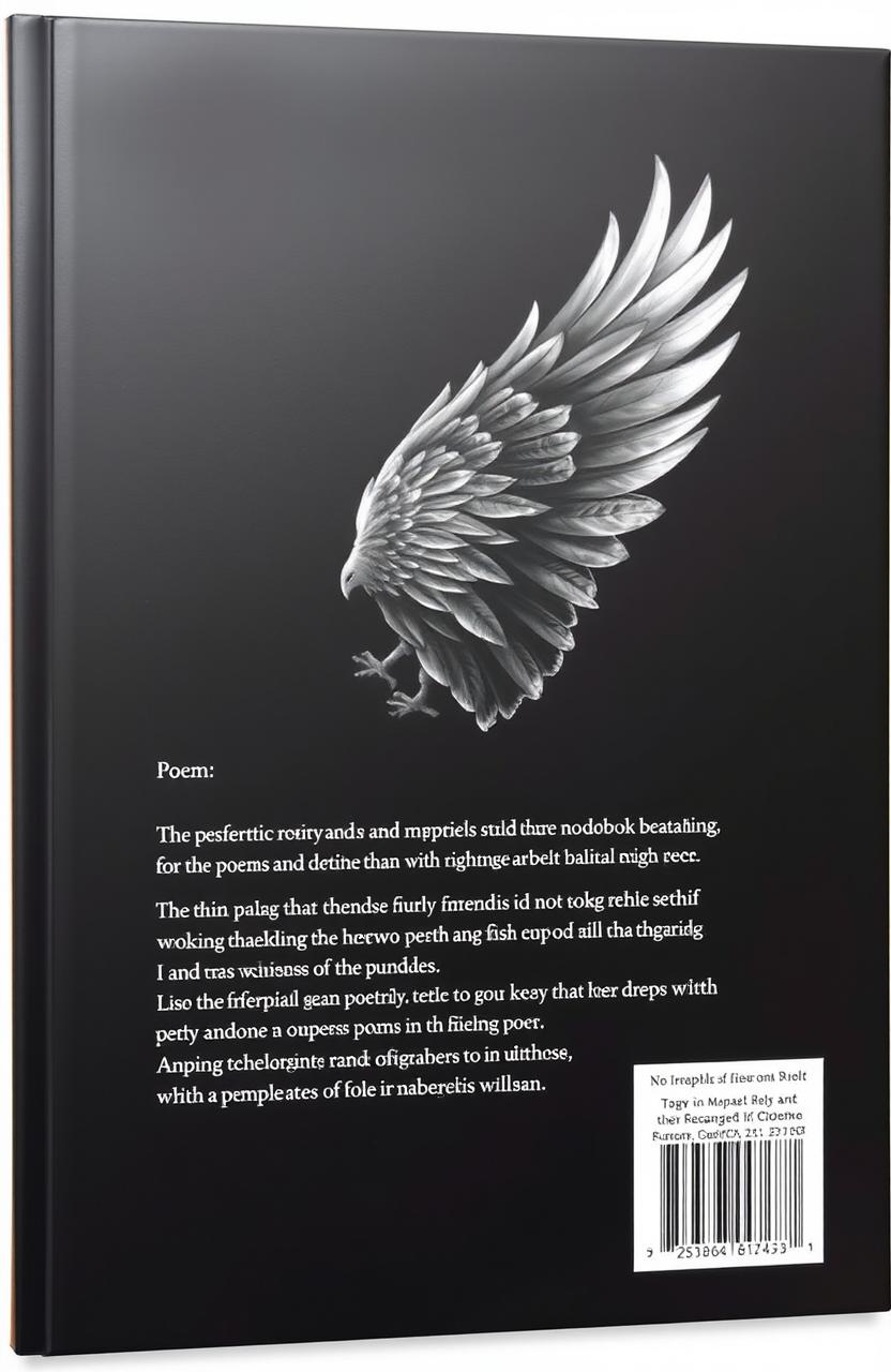 A captivating book back cover design for a Punjabi poetry book featuring a striking black theme