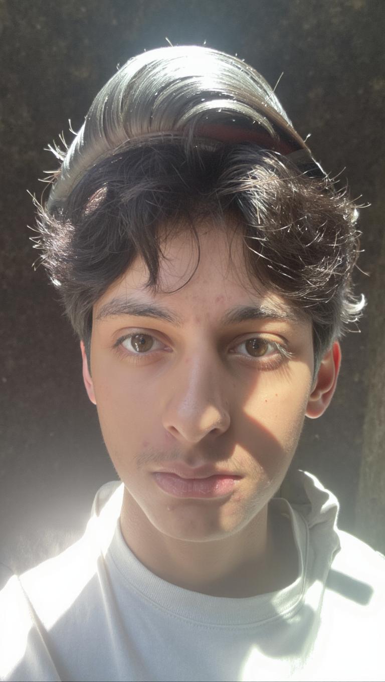 A portrait of a young male with soft features and medium-length dark hair, captured in the style of early 2000s computer graphics resembling PlayStation 2 graphics