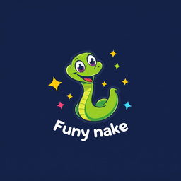 A playful cartoon logo design featuring a funny snake character