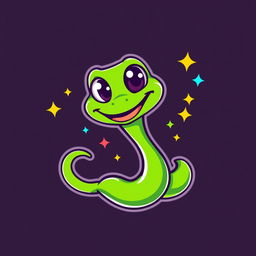 A playful cartoon logo design featuring a funny snake character